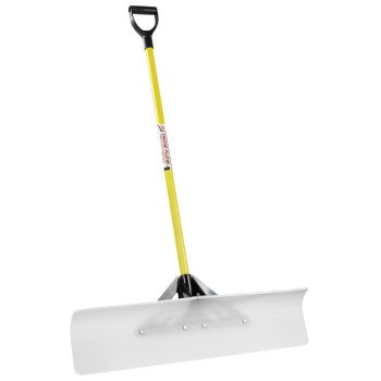 The Snowplow 50536 Snow Pusher, 36 in W Blade, UHMW Polyethylene Blade, Fiberglass Handle, D-Grip Handle, 43 in L Handle