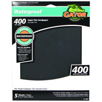 Gator 4472 Sanding Sheet, 9 in L, 11 in W, 400 Grit, Very Fine, Silicone Carbide Abrasive