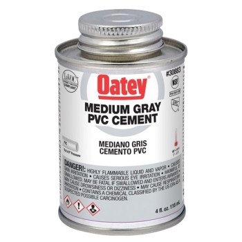 Oatey 30883 Solvent Cement, 4 oz Can, Liquid, Gray