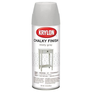 Krylon K04102000 Chalk Spray Paint, Matte, Misty Gray, 12 oz, Can