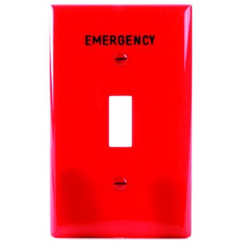 Eaton Wiring Devices PJ1EMRD Wallplate, 3.14 in L, 4.89 in W, 1 -Gang, Polycarbonate, Red, High-Gloss