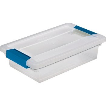 Sterilite 19618606 Clip Box, Plastic, Blue Aquarium/Clear, 11 in L, 6-5/8 in W, 2-3/4 in H