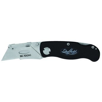 Sheffield 12613 Utility Knife, 2-1/2 in L Blade, Stainless Steel Blade, Curved Handle, Black Handle