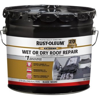 Rust-Oleum 351250 Wet Roof Repair, Black, Liquid, 3.3 gal