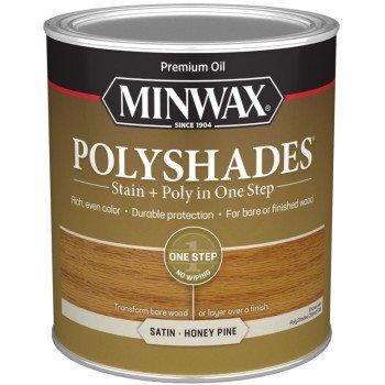 Minwax 61310444 Waterbased Polyurethane Stain, Satin, Liquid, Honey Pine, 1 qt, Can