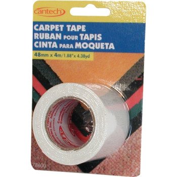 Cantech 786-00 Carpet Tape, 4.37 yd L, 1.88 in W, Cloth Backing, White