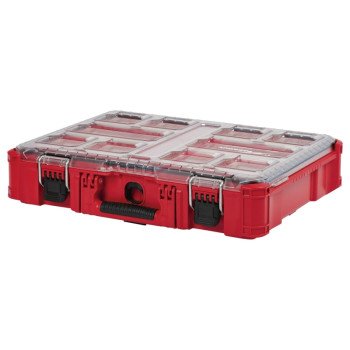 Milwaukee PACKOUT 48-22-8430 Organizer, 75 lb Capacity, 19.76 in L, 15 in W, 4.61 in H, 10-Compartment, Plastic, Red