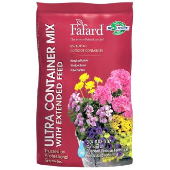 sun gro Fafard 4005106 Ultra Container Mix with Extended Feed, 1 cu-ft Coverage Area, Flecks, Brown/White, 100 Bag