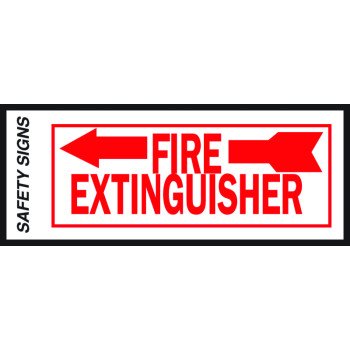 Hy-Ko FE-2L Safety Sign, Fire Extinguisher Left Arrow, Red Legend, Vinyl, 10 in W x 4 in H Dimensions