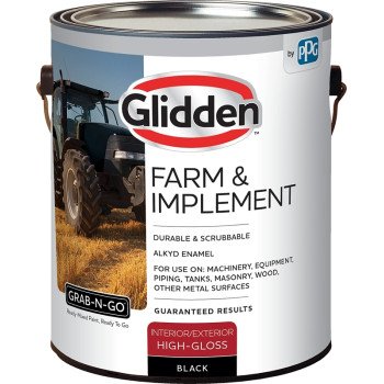 Glidden GLFIIE50BL-01 Exterior Paint, High-Gloss, Black, 1 gal