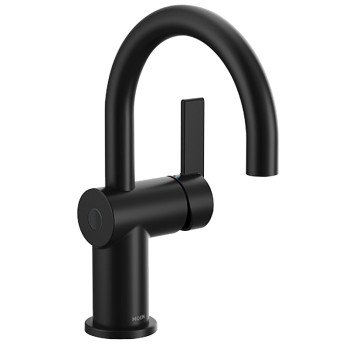 Moen Cia Series 6221EWBL Bathroom Faucet, 1.2 gpm, 1-Faucet Handle, Metal, Matte Black, Lever Handle, High-Arc Spout