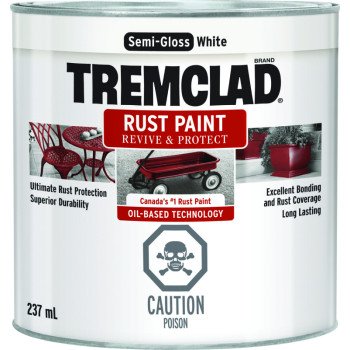 Tremclad 270S25X125 Rust Preventative Paint, Oil, Semi-Gloss, White, 237 mL, Can