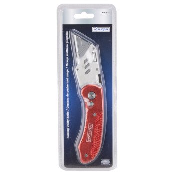 Vulcan KL007 Utility Knife, 2-3/8 in L Blade, 3/4 in W Blade, Steel Blade, 1-Blade, Red Handle