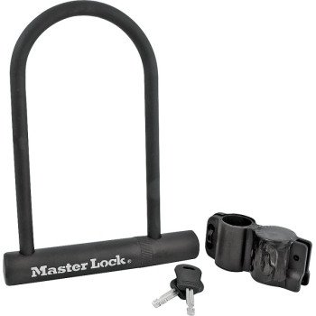 Master Lock 8170D U-Lock, Keyed Different Key, 1/2 in Dia Shackle, Steel Body, 6-1/8 in W Body