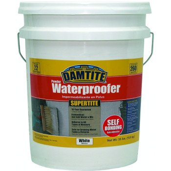 Damtite 01351 Powder Waterproofer, White, Powder, 35 lb Pail