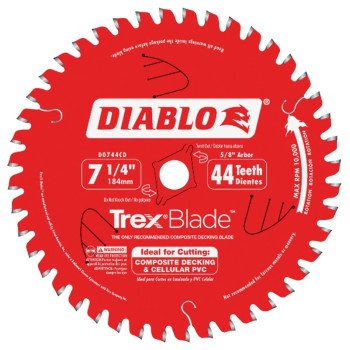 Diablo D0744CD Circular Saw Blade, 7-1/4 in Dia, 5/8 in Arbor, 44-Teeth, Carbide Cutting Edge