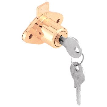 Defender Security U 9947 Drawer and Cabinet Lock, Keyed Lock, Y13 Yale Keyway, Brass