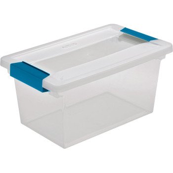 Sterilite 19628604 Clip Box, Plastic, Blue Aquarium/Clear, 11 in L, 6-5/8 in W, 5-3/8 in H