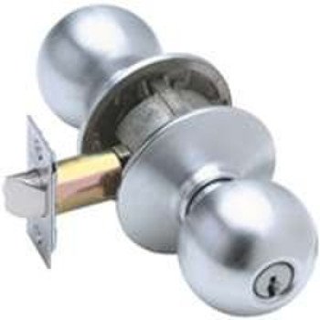 Schlage F80CSVORB626 Storeroom Knob, Knob Handle, Satin Chrome, Residential, 2 Grade, C Keyway, 2-3/8, 2-3/4 in Backset