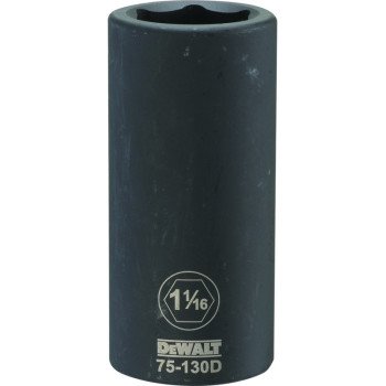 DEWALT DWMT75130OSP Impact Socket, 1-1/16 in Socket, 3/4 in Drive, 6-Point, CR-440 Steel, Black Oxide