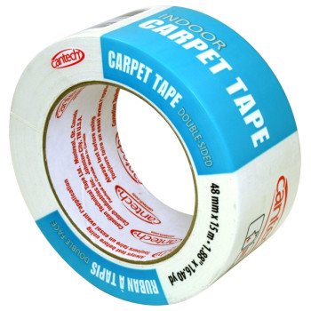 Cantech 385-15 Carpet Tape, 16.4 yd L, 1.88 in W, Cloth Backing, White