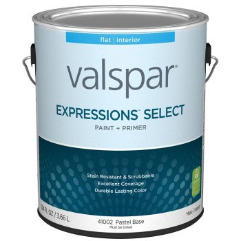 Valspar Expressions Select 4100 028.0041002.007 Latex Paint, Acrylic Base, Flat Sheen, Pastel Base, 1 gal