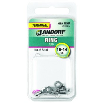 Jandorf 60897 Ring Terminal, 16 to 14 AWG Wire, #6 Stud