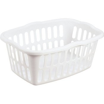 Sterilite 12458012 Laundry Basket, 1.5 bu Capacity, Plastic, White, 1-Compartment