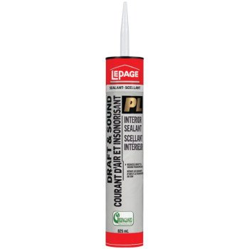 LePage GreenSeries 1469493 Interior Sealant, Liquid, Acrylic, White, 825 mL