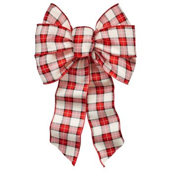 Holidaytrims 6152 Christmas Specialty Decoration, 1 in H, Plaid, Fabric, Black/Red/White