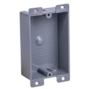 Gardner Bender BOX-RS8 Switch/Outlet Box, Shallow Outlet, 1-Gang, PVC, Gray, In-Wall Mounting