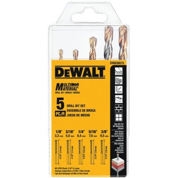 DEWALT DWA56015 Drill Bit Set, Multi-Material, 5-Piece, Carbide