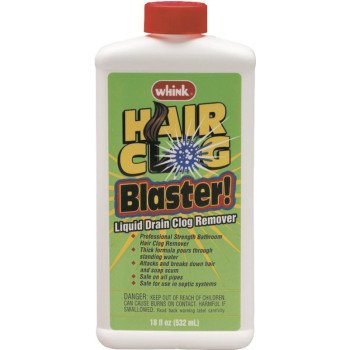 Whink 06216 Hair Clog Blaster, Liquid, Clear, Bleach, 18 oz Bottle