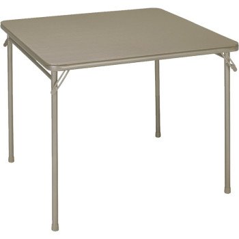 Cosco 14619ANT2 Folding Table, 33-3/4 in OAW, 33-3/4 in OAD, 28 in OAH, Steel Frame, Vinyl Tabletop, Antique Linen