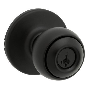 Kwikset 400P-514-SMT-CP-K6 Keyed Entry Door Knob, Matte Black, Metal, KW1, SC1 Keyway, Re-Key Technology: SmartKey