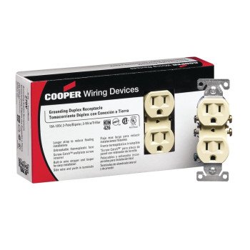 Eaton Wiring Devices 270V-JP-C Duplex Receptacle, 2 -Pole, 15 A, 125 V, Push-in, Side Wiring, NEMA: 5-15R, Ivory