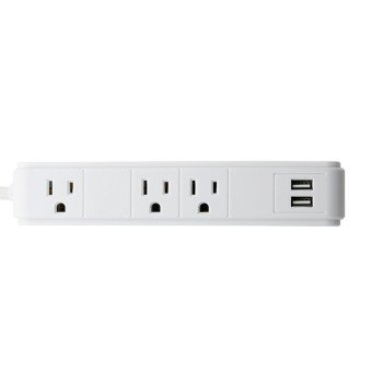 PowerZone ORPBSU061 Surge Strip, 2.4 A, 3-Outlet, White