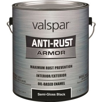 Valspar Anti-Rust Armor 044.0021842.007 Enamel Paint, Semi-Gloss, Black, 1 gal