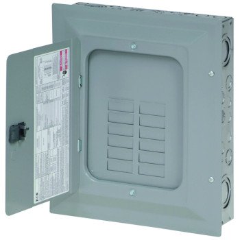 Eaton BRP12L125G Load Center, 125 A, 24-Pole, 12-Space, 24-Circuit, Main Lug, Plug-On Neutral, Type BR