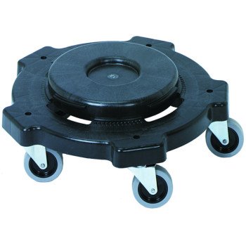 Continental Commercial 3255 Trash Can Dolly, 20 to 55 gal, Polyethylene, Black