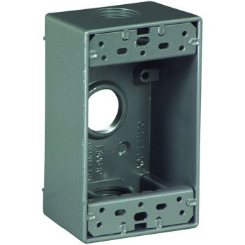 Eaton Wiring Devices 1116-SP Outlet Box, 3 -Outlet, 1 -Gang, Aluminum, Black, Powder-Coated, Wall Mounting