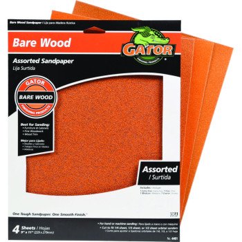 Gator 4461 Sanding Sheet, 11 in L, 9 in W, Garnet Abrasive, Paper Backing