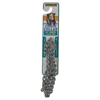 Aspenpet Mighty Link 82324 Training Chain Collar, Welded Link, 24 in Chain, 3 mm L Collar, Nickel