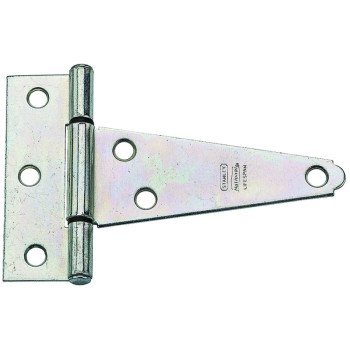 National Hardware N129-031 T-Hinge, 3.3 in W Frame Leaf, 1.127 in H Frame Leaf, Steel, Zinc, Tight Pin, 23 lb