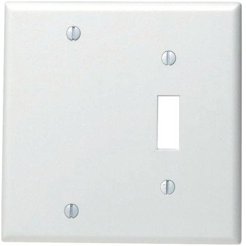 Leviton 002-88006-000 Non-Metallic Wallplate, 4-1/2 in L, 2-3/4 in W, 2 -Gang, Thermoset, White, Smooth