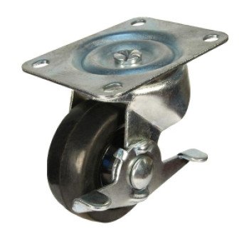 Dh Casters C-GD25RSB Swivel Caster, 2-1/2 in Dia Wheel, 1-1/8 in W Wheel, Rubber Wheel, 100 lb