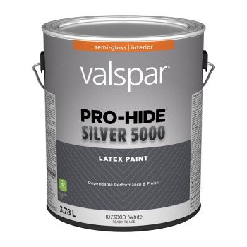 Pro-Hide Silver 5000 029.1073000.007 Interior Paint, Semi-Gloss, White, 1 gal, 37 sq-m Coverage Area