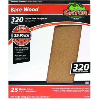 Gator 3314 Sanding Sheet, 11 in L, 9 in W, 320 Grit, Garnet Abrasive