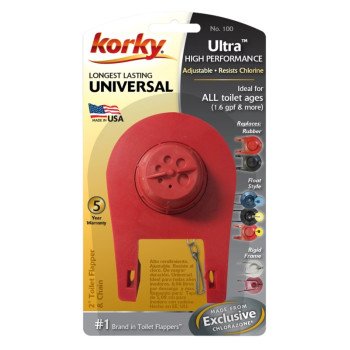 Korky 100BP Toilet Flapper, Rubber, Red