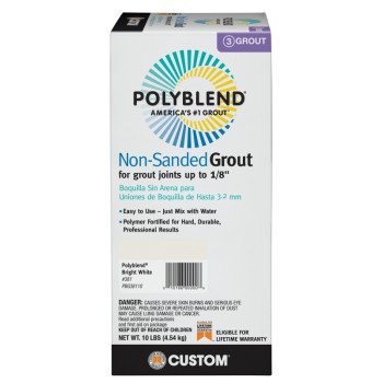 Custom Polyblend PBG38110 Non-Sanded Tile Grout, Bright White, 10 lb Box